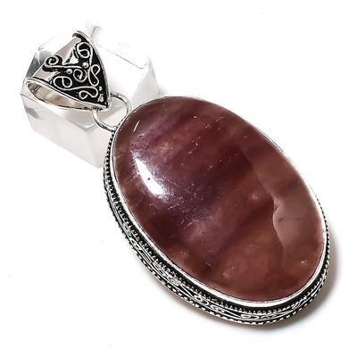 Natural Strawberry Quartz Gemstone 925 Sterling Silver Pendant 2.36" s8F99