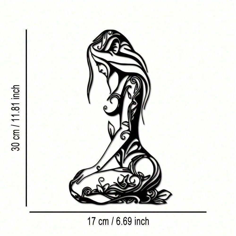 

Modern Black Metal Kneeling Woman Wall Art Sculpture Home Decor Gift TY6033