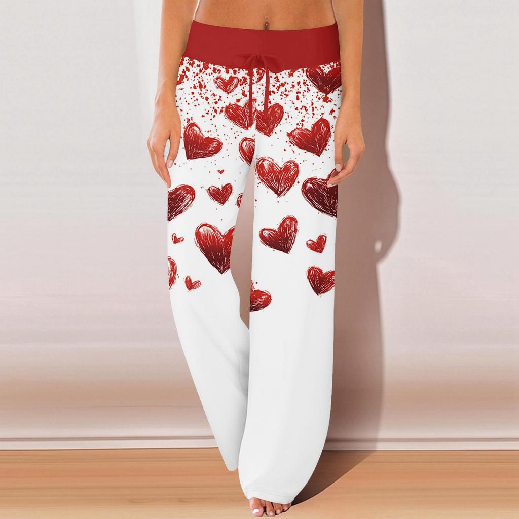 Womens Pajama Pants Sleepwear Casual Drawstring Elastic Waist Pants Comfy Straight Yoga Loose Trousers