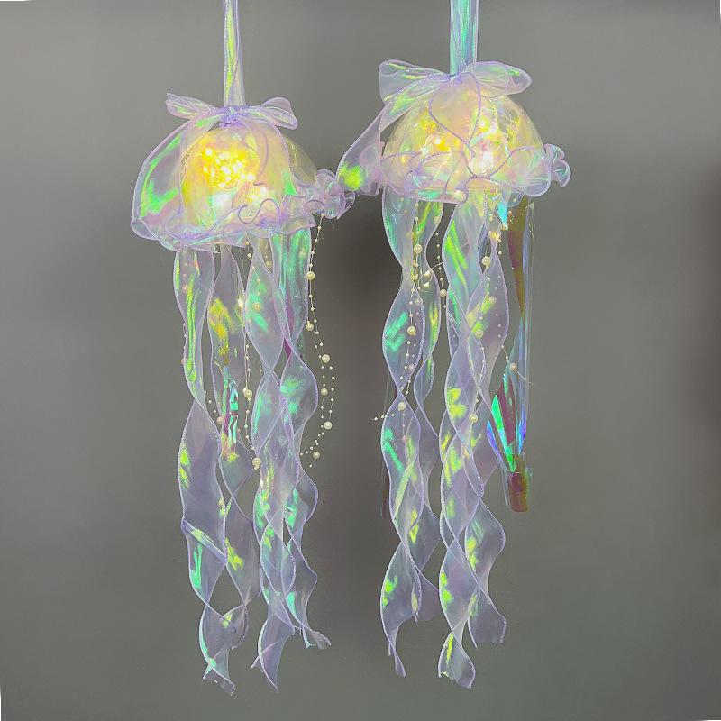 Color DIY Jellyfish Lamp Lantern Mermaid Parti Jellyfish Light Lantern Girls Happy Under The Sea Theme Birthday Party Decor