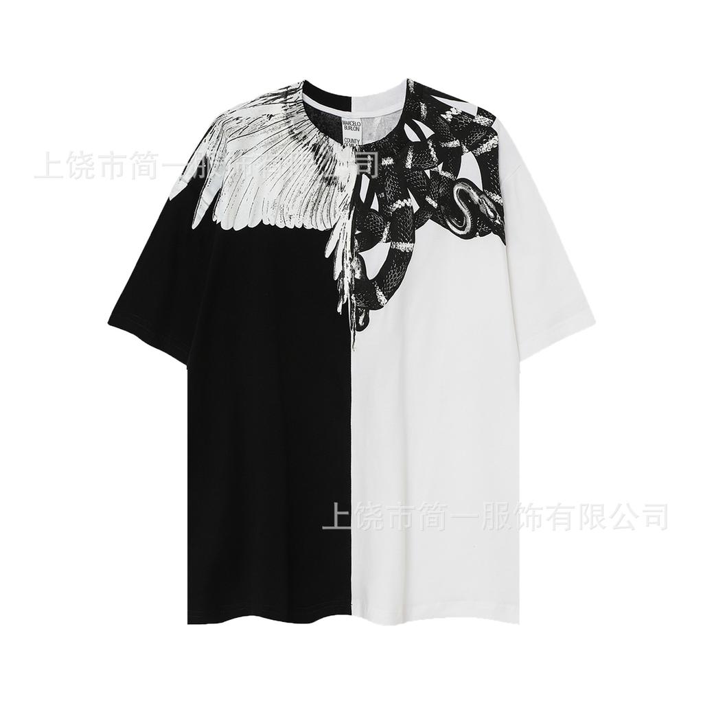 Summer Men's and Women's Same Fashion Trend T-shirt Personalized Trend Wing Printing Comfortable and Simple