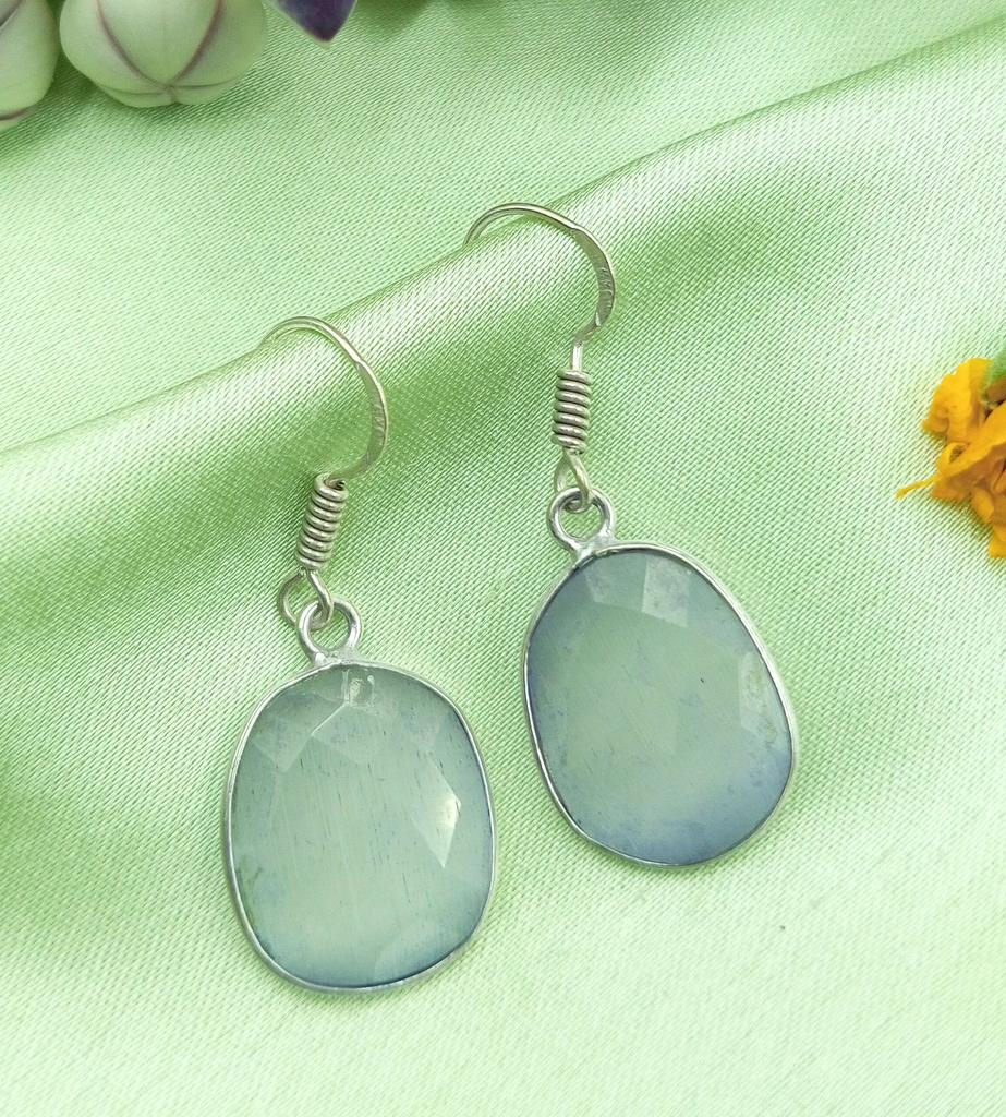 Monalisa Gemstone 925 Sterling Sølvbelagt Krok Dame Øredobber Smykker WHE-E32