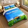 Custom Name Text Bedding 3Pcs Set,Pocoyó 1 Duvet Cover 2 Pillowcases Soft Bed Linen For Gift