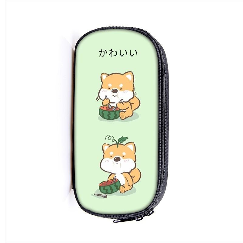 Student Cartoon Shiba Inu Pencil Case With Nylon Material For School Supplies
