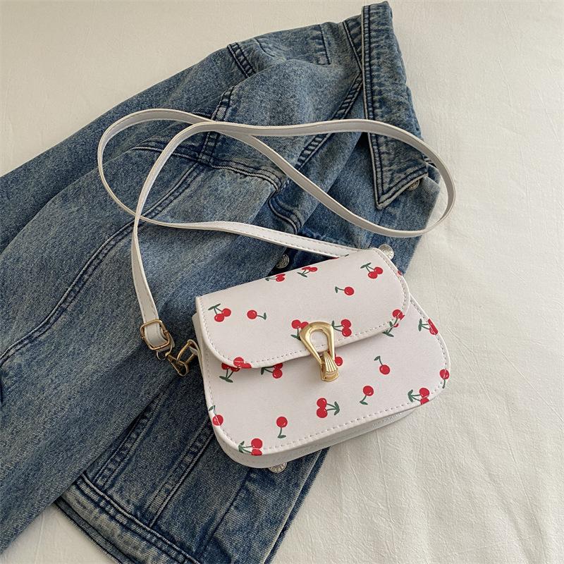 

Маленька сумка-мессенджер через плече з принтом свіжої вишні, жіноча модна універсальна маленька квадратна сумка білий