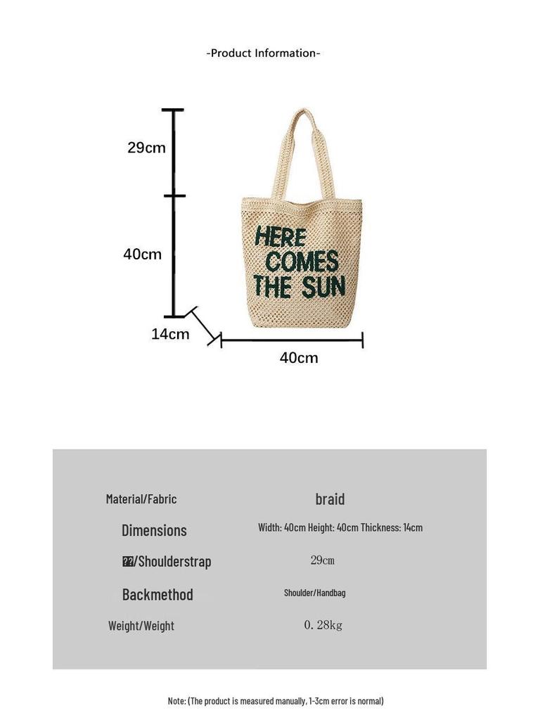 New Style Large Capacity Embroidered Straw Tote Bag