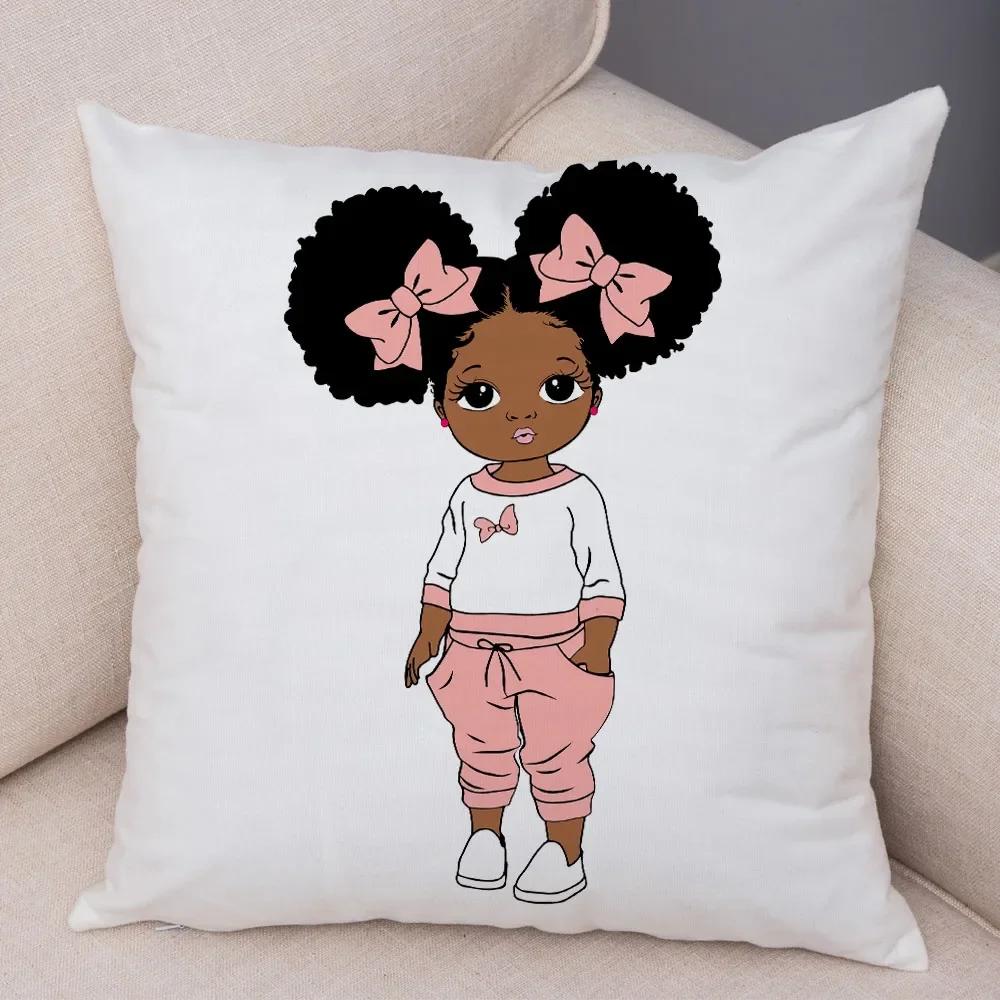 Cute Cartoon Girl Pillowcase Sofa Cushion Cover Home Children's Room Decoration