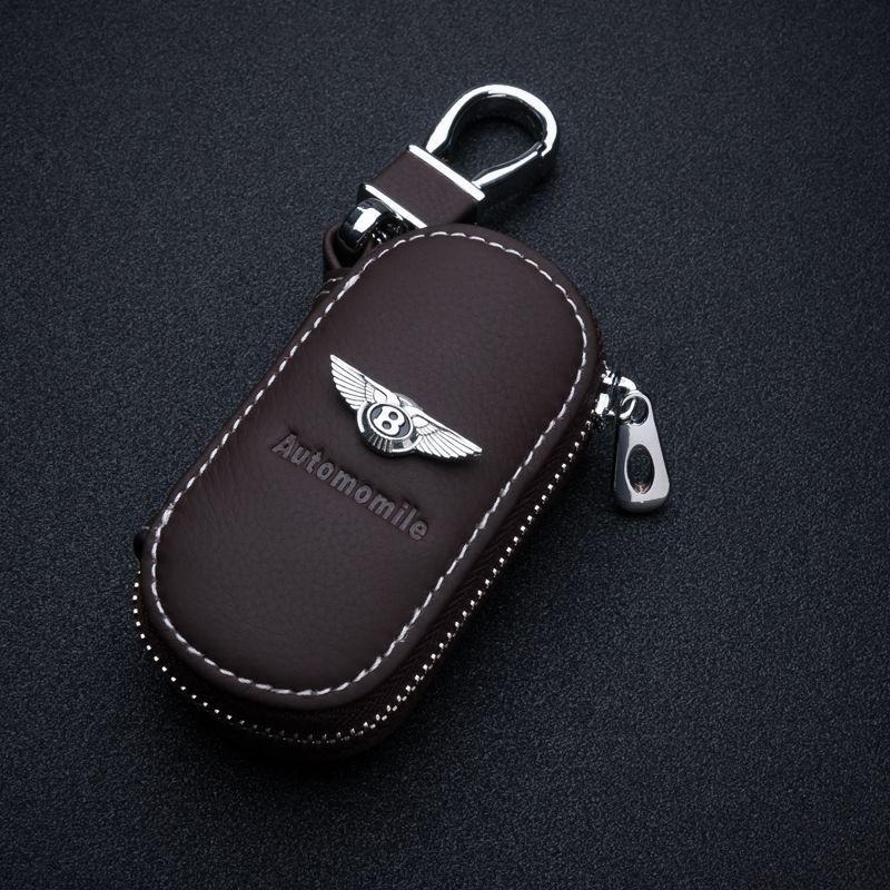 Leather Car LOGO Key Case Cover Organizer Bag For New Bentley Flying Spur Continental GT Bentayga Mulsanne Auto Accessories