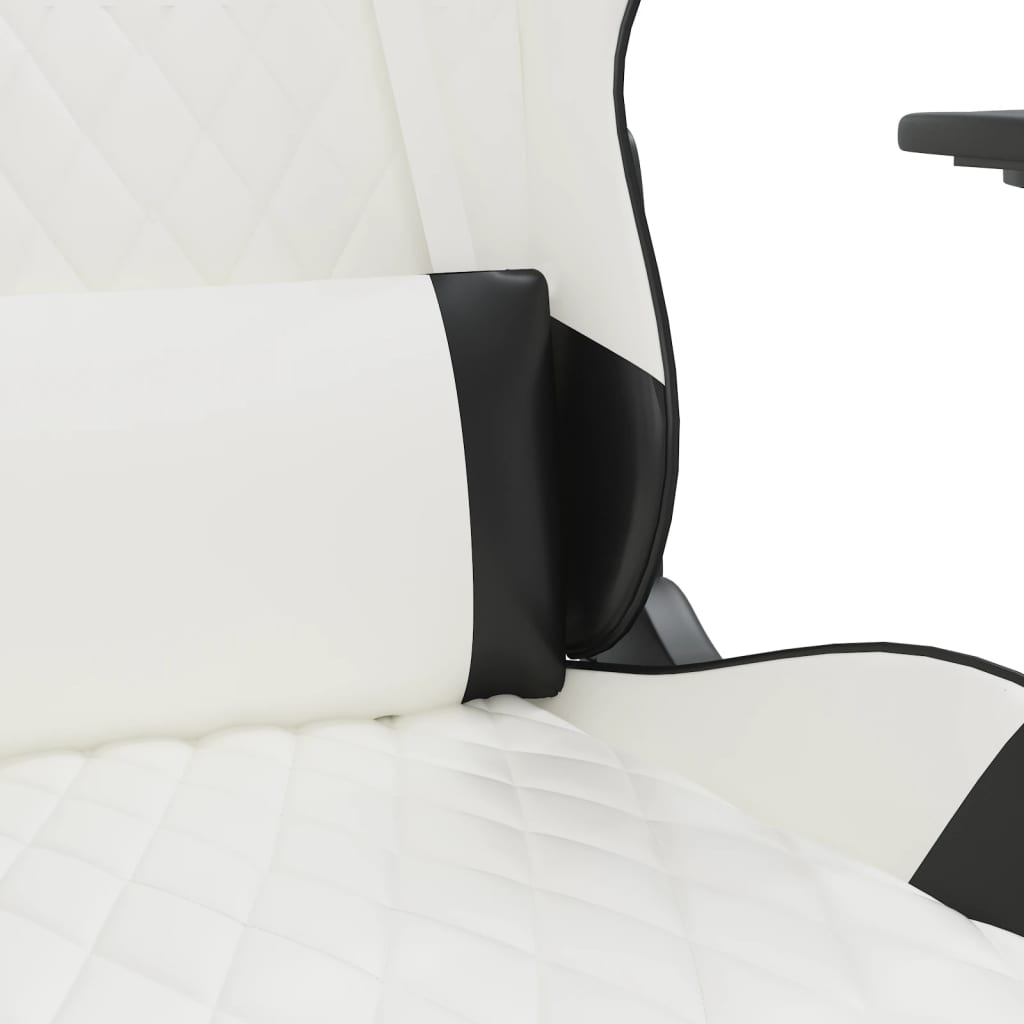 Gaming Chair in White and Black Artificial Leather