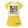 Kids' Summer Color Block Sports Set: Short Sleeve Tee & Hot Pants Two-Piece