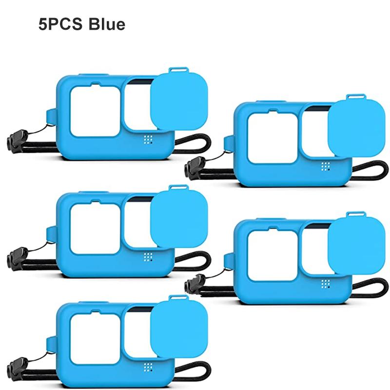 Para GoPro Hero 12 11 Capa de silicone à prova de quedas Capa protetora com cordão Tampa de lente para GOPRO 12 11 10 9 Acessório para câmera de ação