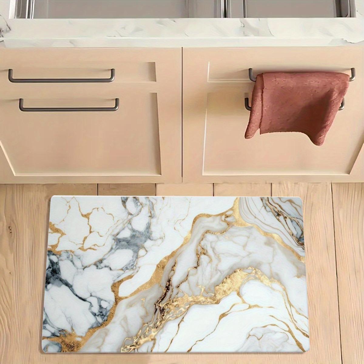

1PC Aegean Marble Pattern Kitchen Rug Non-Slip Door Mat Pop design Bathroom Rug Bath Mat Carpet for Home Sink Laundry ecoreeree 40cm x 60cm