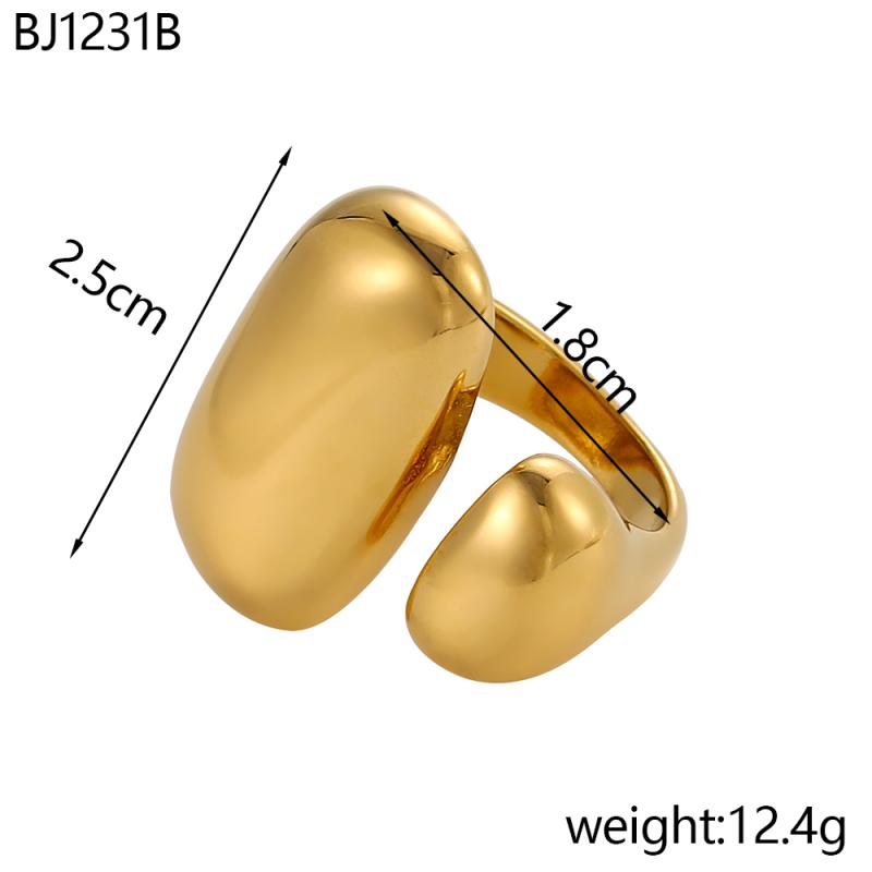 CARLIDANA Vintage Style colorful Natural Stone Open Adjustable Ring Stainless Steel Geometry Female Rings Jewelry Party Gift