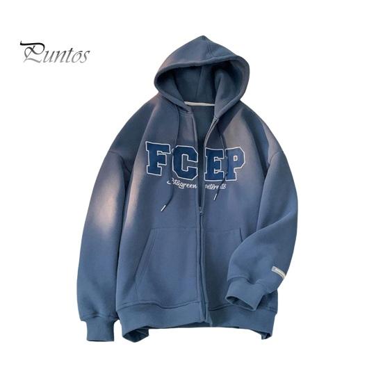 Мужское осенне-зимнее пальто с капюшоном свободный кардиган на молнии с капюшоном вышитые буквы верхняя одежда с карманами уличная спортивная куртка средней длины M синий 1779₽