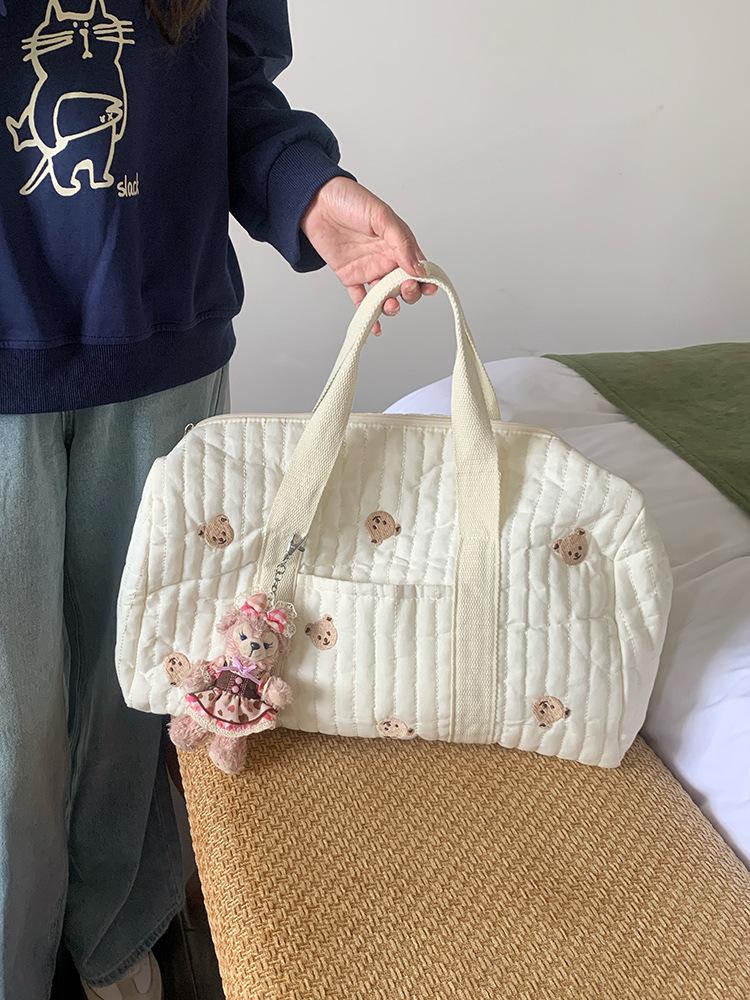 

Корейская инс новая вышитая дорожная сумка большая вместимость саквояж легкое хранение портативная сумка мессенджер сумка для мамы белый