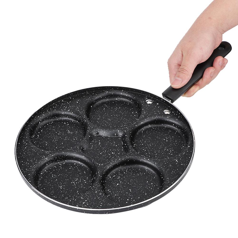 5 Round Holes Frying Pan Non Stick Eggs Cooking Pan Home Kitchen Cookware for Breakfast