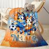 Soccer Fun Bluey Personalized Name Blanket Cozy Customizable Blanket Soft Warm Cozy for Seaside Office Picnics Couch for All Occasions