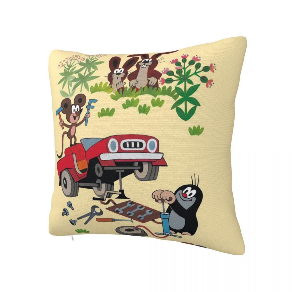 The Little Mole Repair Car Pillow Case Vintage Pillow Cover Polyester Cushion Cover Pillowcases For Office Car Home Decorative
