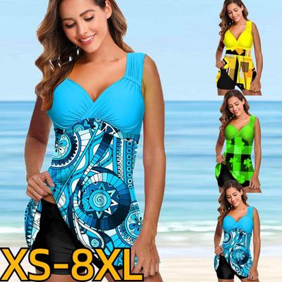 2023 Tankini Monokini Swimwear Two Piece Summer Swimwear New Women's Sexy Swimwear Loose Size Beachwear Fashion Print Swimming