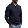 Men S Autumn Simple Polo Sweatshirt Long Sleeve Knit Solid Color