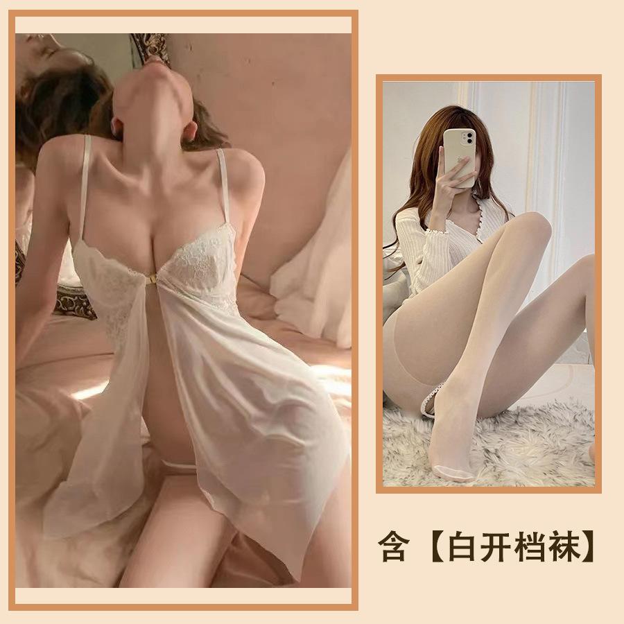 Erotische Unterwäsche, Kleiner Brust Stahlbügel, Raffende Strumpfhalter, Sexy Netz-Nachthemd, Verführung, Leidenschaft, Sexy Pyjama-Set