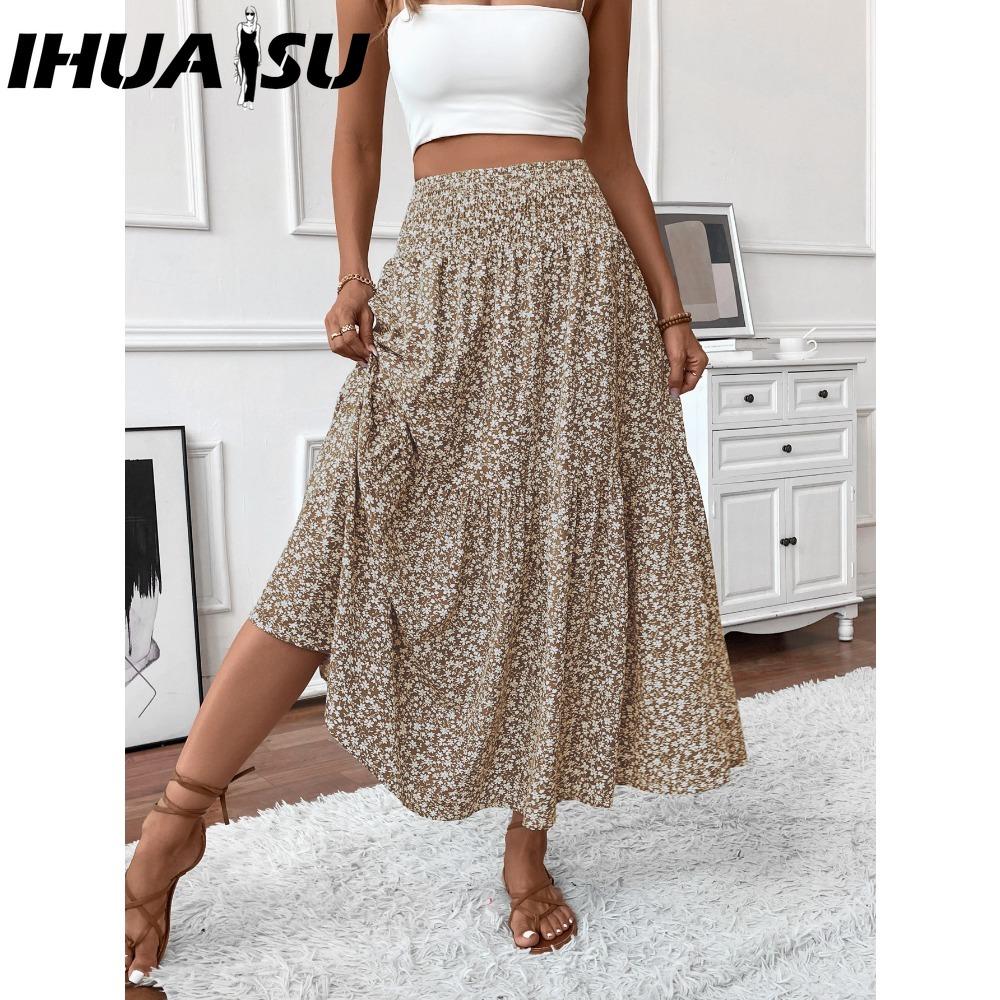 IHUASU Dámská módní ležérní letní jarní sukně