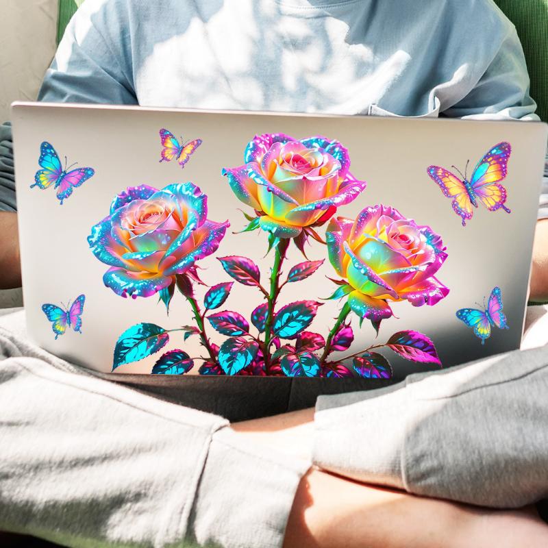 Glow-in-the-Dark Rose Flower Toilet Sticker Removable Self-Adhesive Wall Decal Home Decoration Stickers For Bedroom Living Room