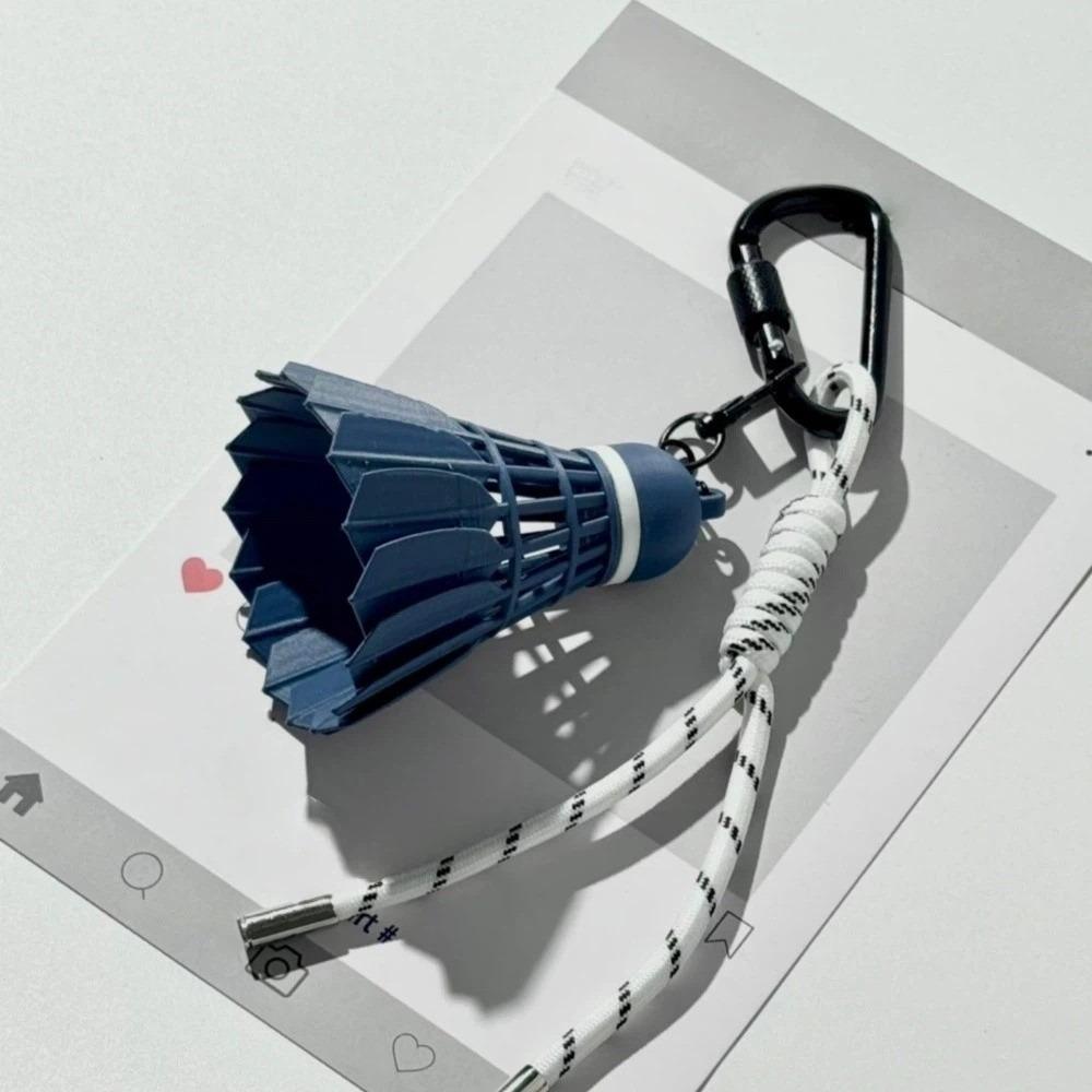 

Funny Badminton Keychain Blue 3D Printing Keyring Badminton Bag Pendant Badminton Enthusiast White Rope