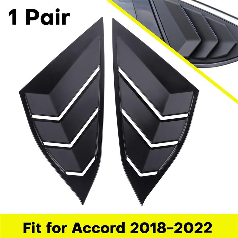 Rear Side Vent Quarter Window Louver Shutter Cover For 2018- Honda Accord Matte Black