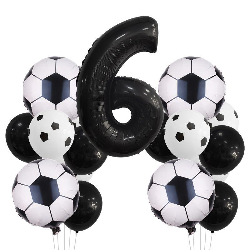 Football-themed Football Balloons - Set for Birthday Party Decoration Scene - Aluminum Film Balloon Set