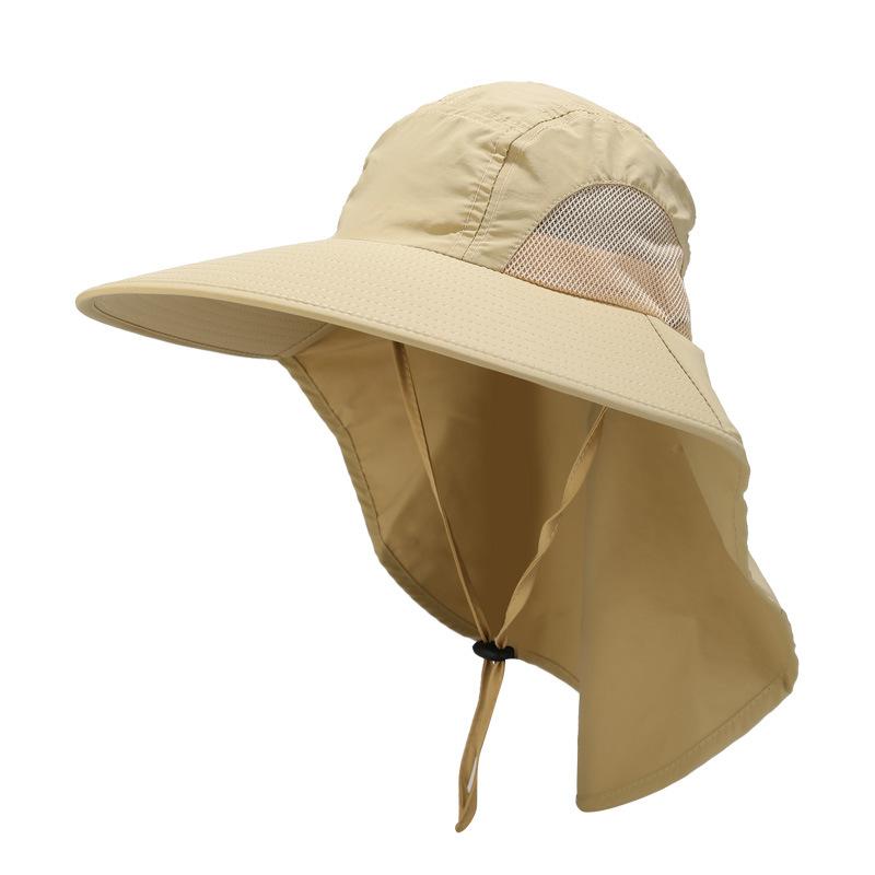 New Spring and Summer Sunshade Bucket Hat Women's Outdoor Jungle Mountaineering Fishing Hat Neck Protector Big Brim Men's Quick-drying Hat