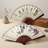 Folding Fan Chinese Style Summer 10inch Ancient Style Fan Men's Silk Cloth 2026 New Model Summer Bamboo Fan Hanfu Portable Fan