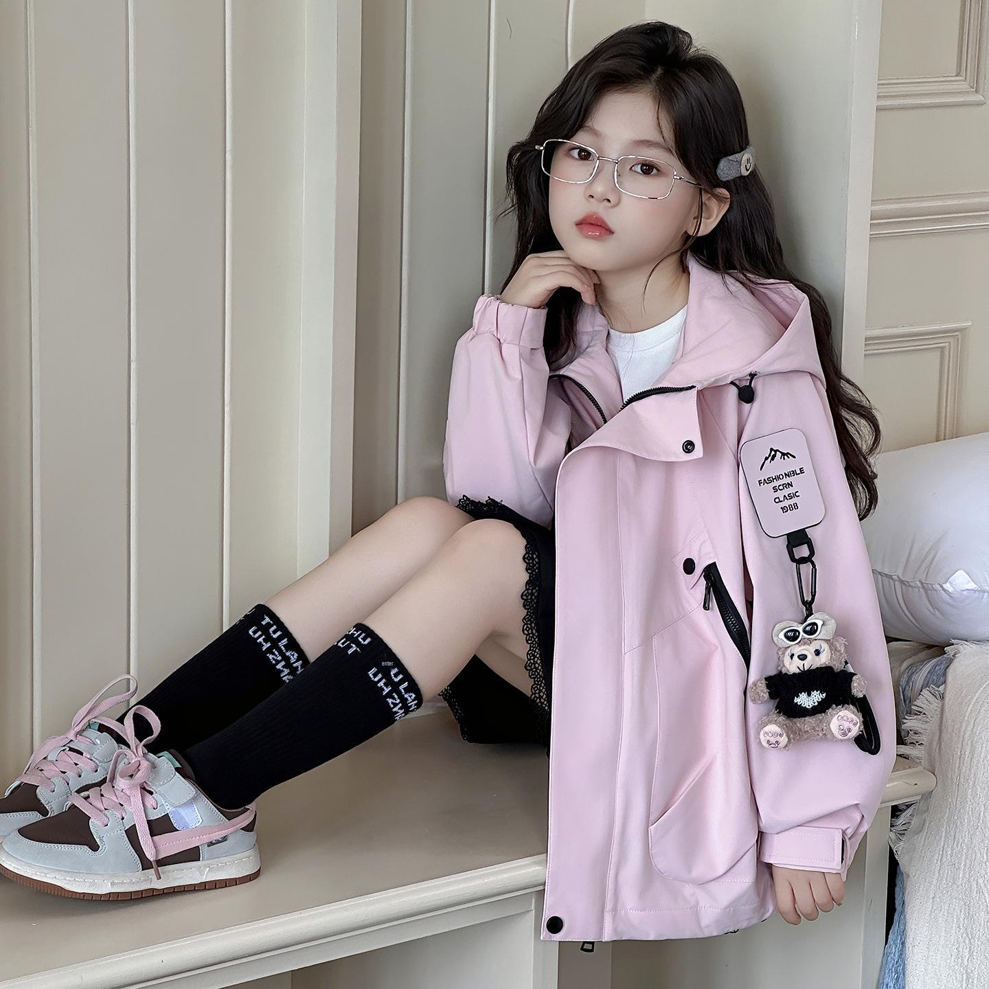 

Девичья осенняя повседневная ветровка с медведем 140 cm