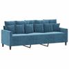 4 Piece Sofa Set with Cushions Blue Velvet