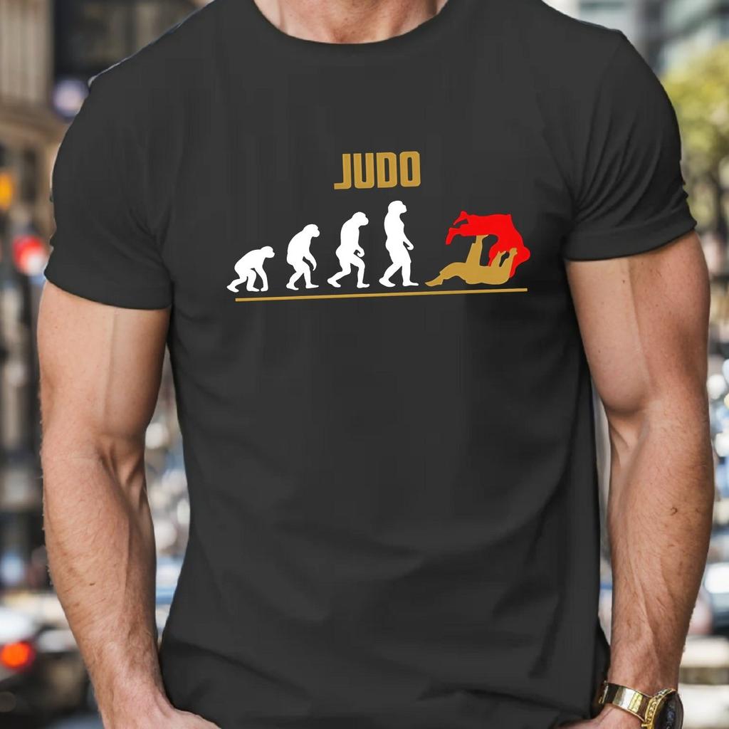 Judo Evolution Graphic Mens Cotton TShirt Casual Round Neck Short Sleeve Sports Tee