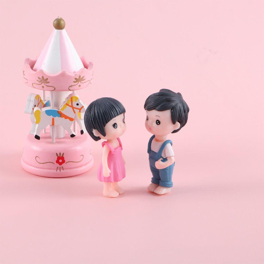 1 Pair Christmas Gift Dollhouse Mini Bonsai Cute Boy Girl Ornament Little Lovers Miniature Doll Craft Couples Figurine