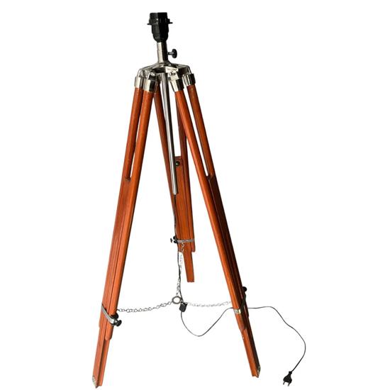 177.8cm Adjustable Wooden Tripod Floor Light Modern Floor Lamp Brass Aluminum Lighting