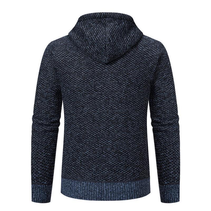 Men S Hooded Cardigan Sweater Thick Knit Outerwear For Winter