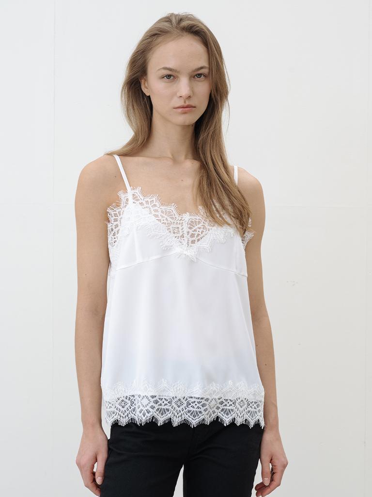 MORELIKEIT Lace-Trimmed Half-Length Top White