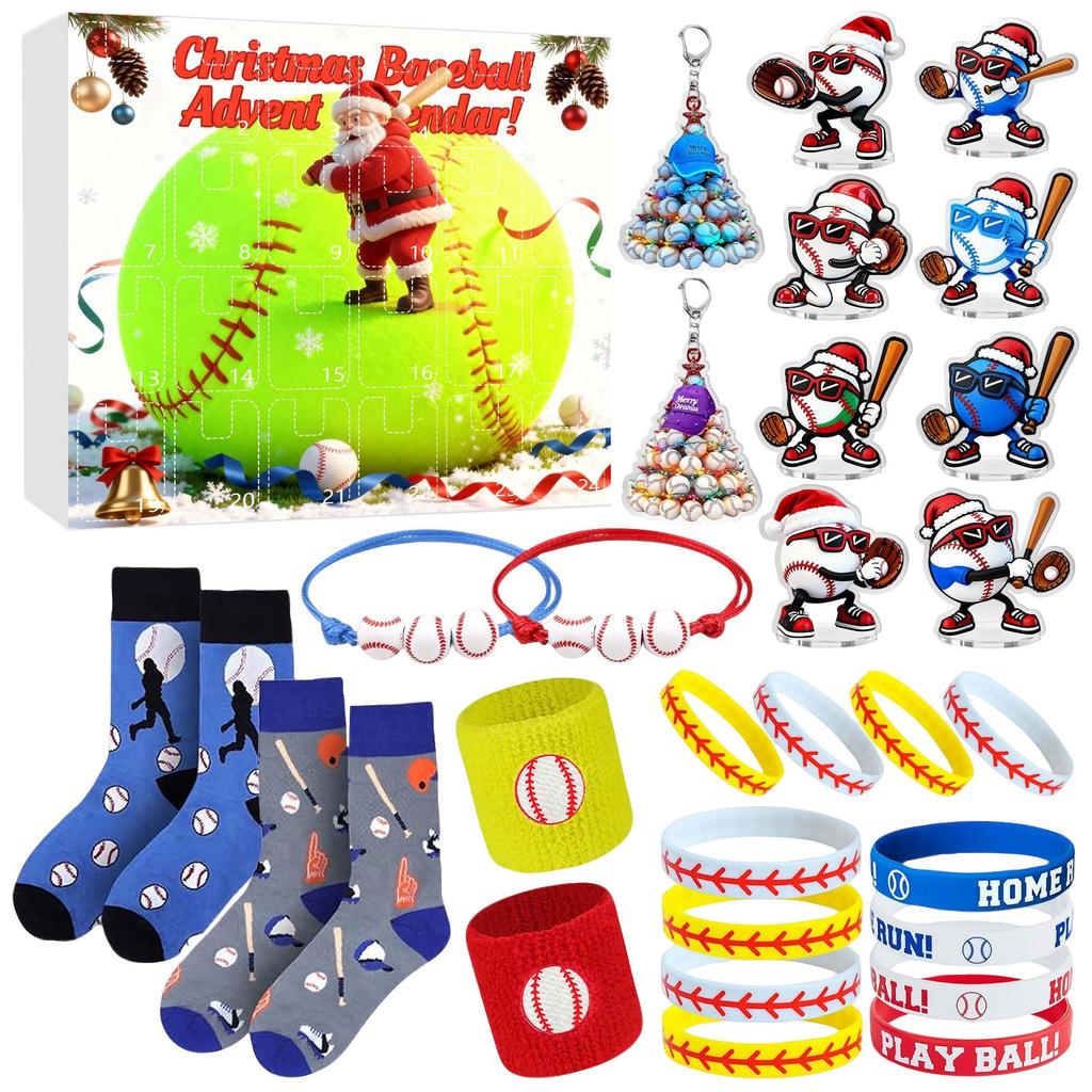 23d Christmas Advent Calendar, Baseball Toys For Kids And Teens, Surprise Gift Boxes For Boys, Girls, And Teens, Baseball Accessories And Decorations