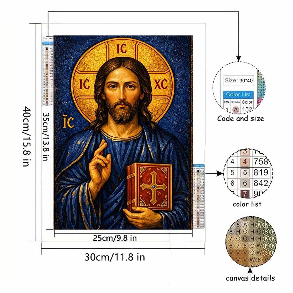 Diamantmalerei Set DIY 5D Vollbohrer Religiöse Jesus Christus Ikone Handwerk für Heimwanddekoration