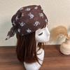 Hair Scarf Vintage Brown Polka Dot Floral Print Square Headscarf Hairbands Bandana Headbands for Women Girl Hair Accessories 1pc