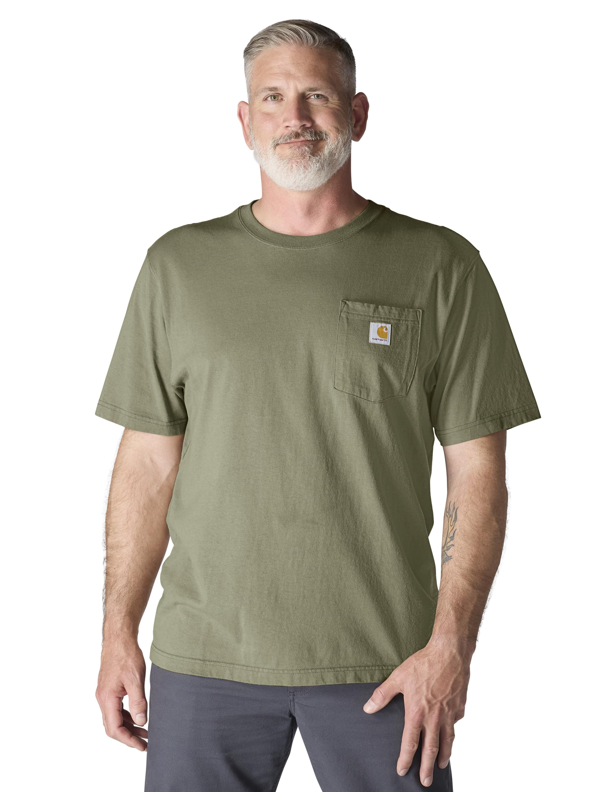 Carhartt Loose Fit Heavyweight Pocket Dusty Large Men s Short-Sleeve T-Shirt, Olive,