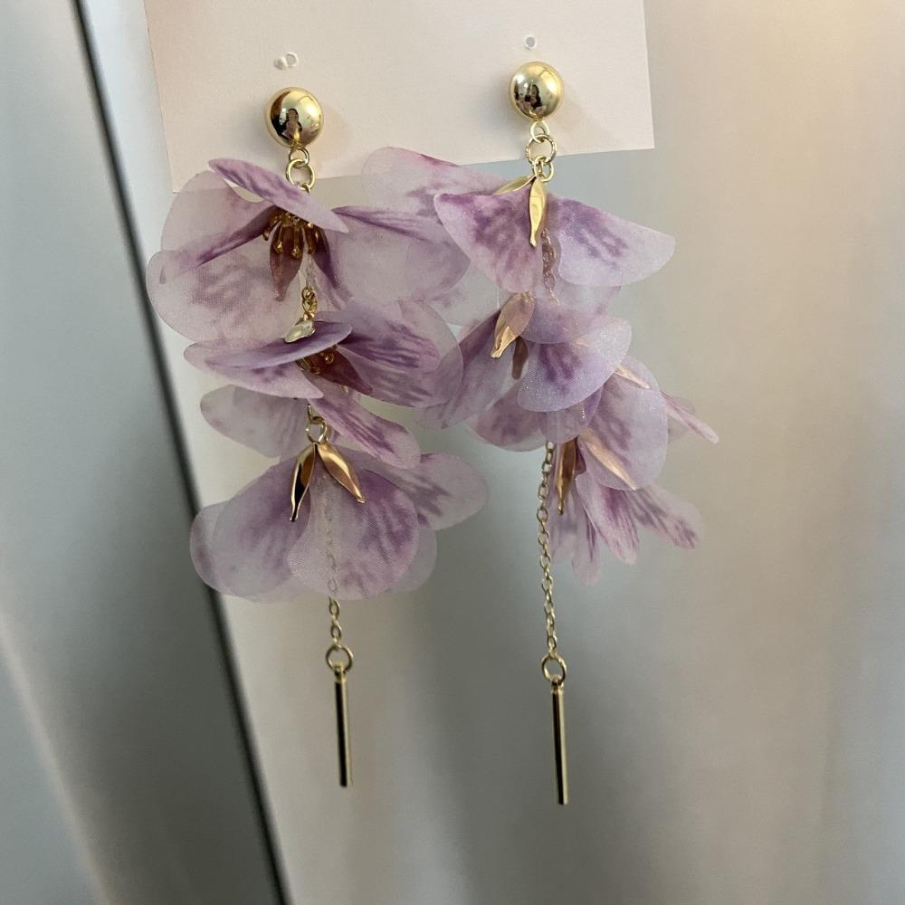 

Temperament Big Flower Long Tassel Earrings Exaggerated Stud Earrings Women Earrings Jewelry Gifts фіолетовий