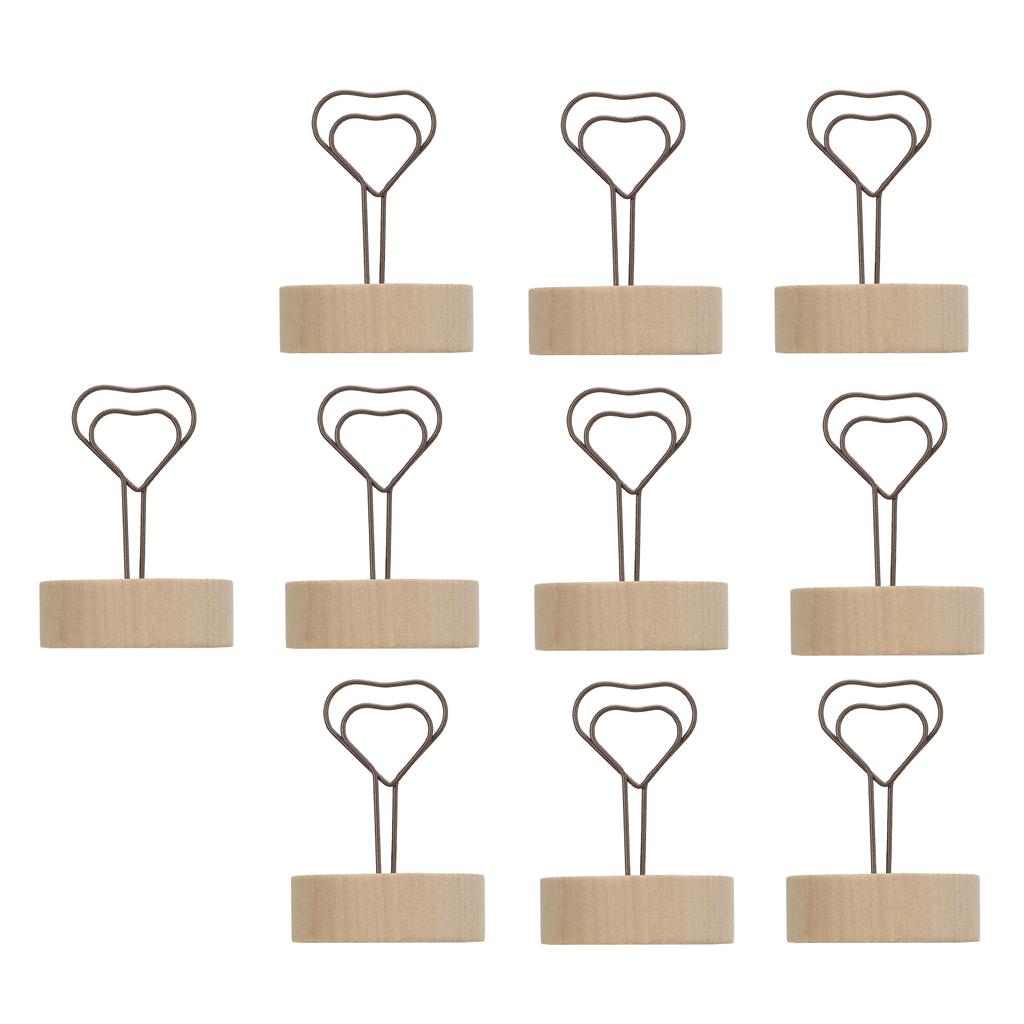 10Pcs Table Card Holder Retro Heart Shape Cute Design Business Card Photo Holder for Office Home Des