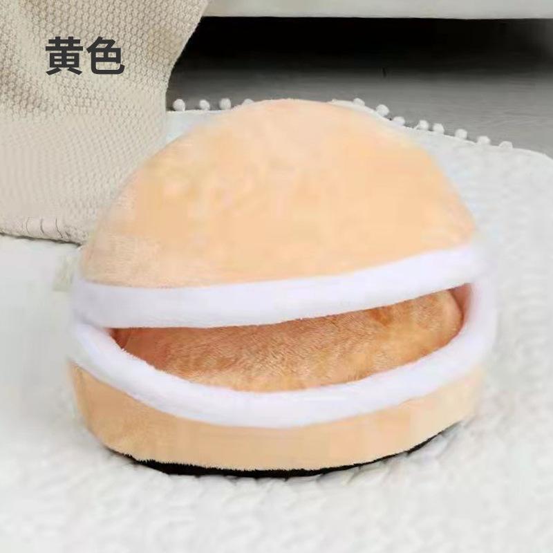 Autumn and Winter Cat Kennel  Removable and Washable Cat Sleeping Bag  Pet Cat Mattress  Hamburger Cat House Four-season Universal Pet House