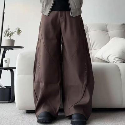 Blugi Bărbătești Supradimensionați Largi cu Talie Înaltă Negri din Denim Pantaloni Streetwear