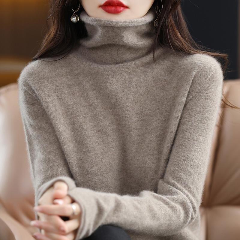 Wollrollkragenpullover Neu Einfarbig High-End Locker Joker Strickpullover Frau