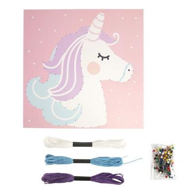 String Art Stretched Thread Picture Unicorn 21 X 21 Cm