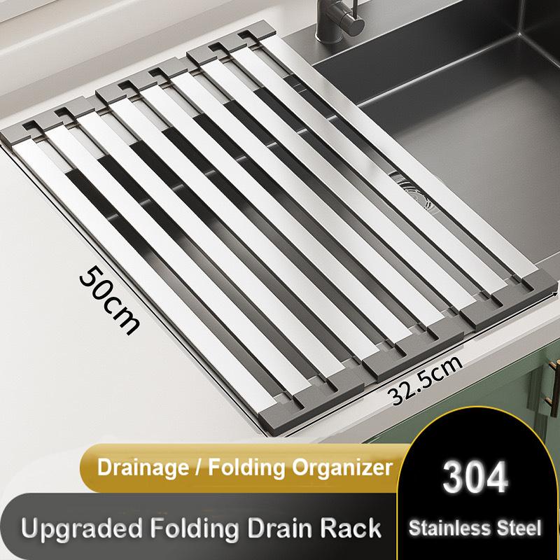 304 Stainless Steel Collapsible Telescoping Sink Drain Rack for Chopsticks Dish Organizer Basket Kitchen Sink Storage Rack